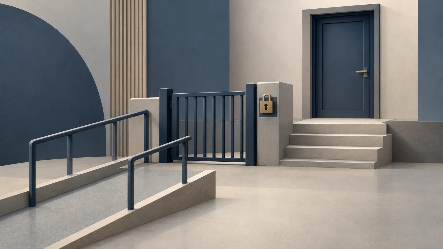 Conceptual illustration of a residential doorway and accessible route, not the property in the case.