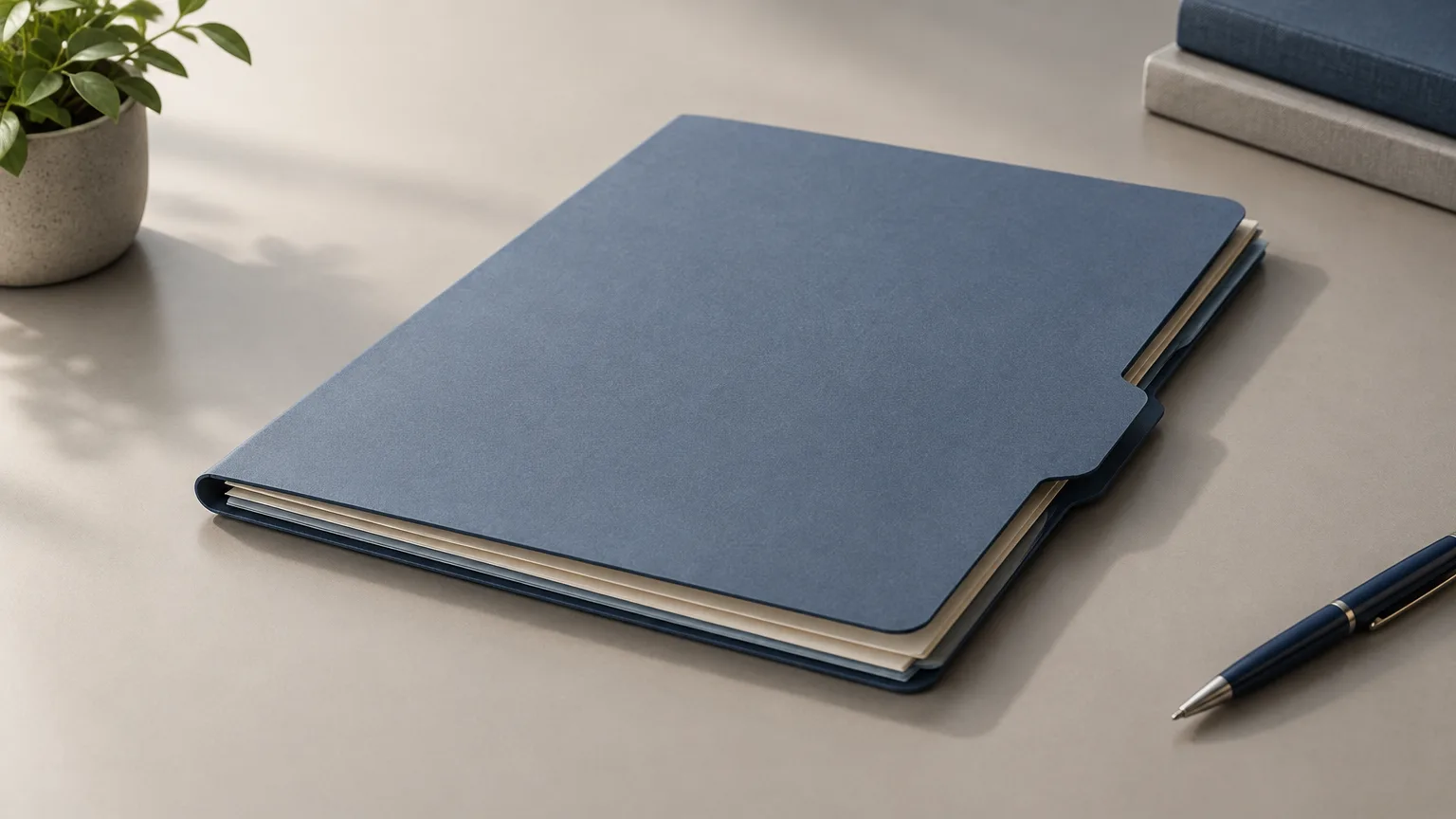 Generic blank closed medical file on a neutral desk.