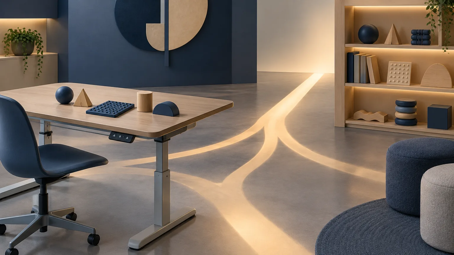 Conceptual accessible learning desk and clear path of light representing individualized educational accommodation.