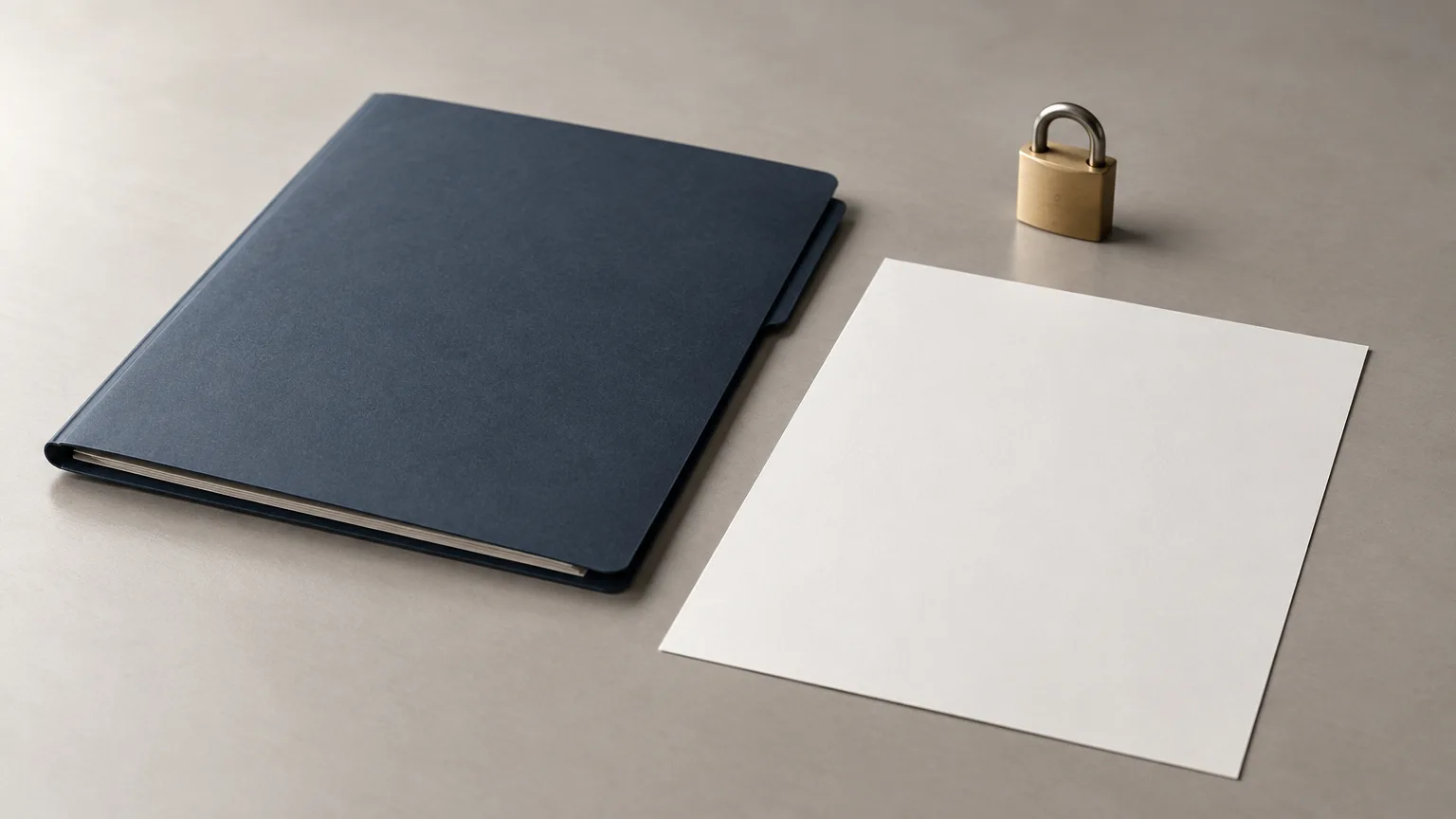 Conceptual illustration of a blank folder and small lock, not the actual facility, financial security or case records.