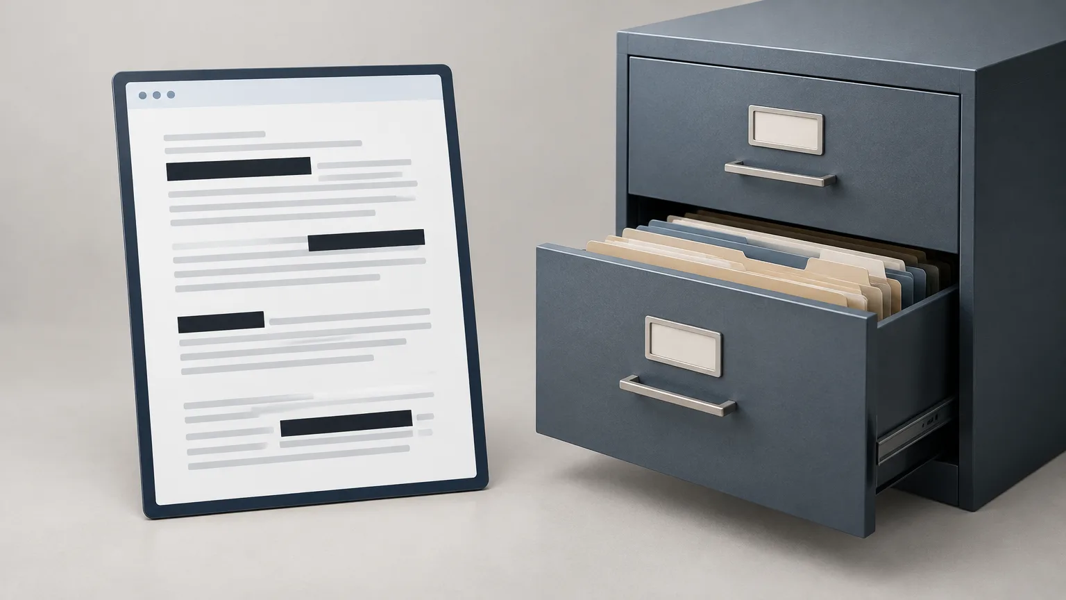 Conceptual illustration of clearly marked redactions on a generic document.