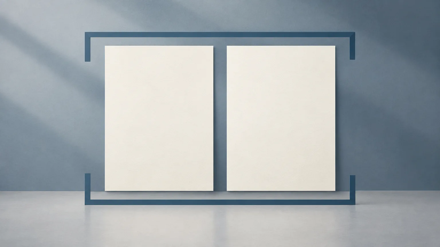 Conceptual illustration of two unmarked paper forms considered side by side.