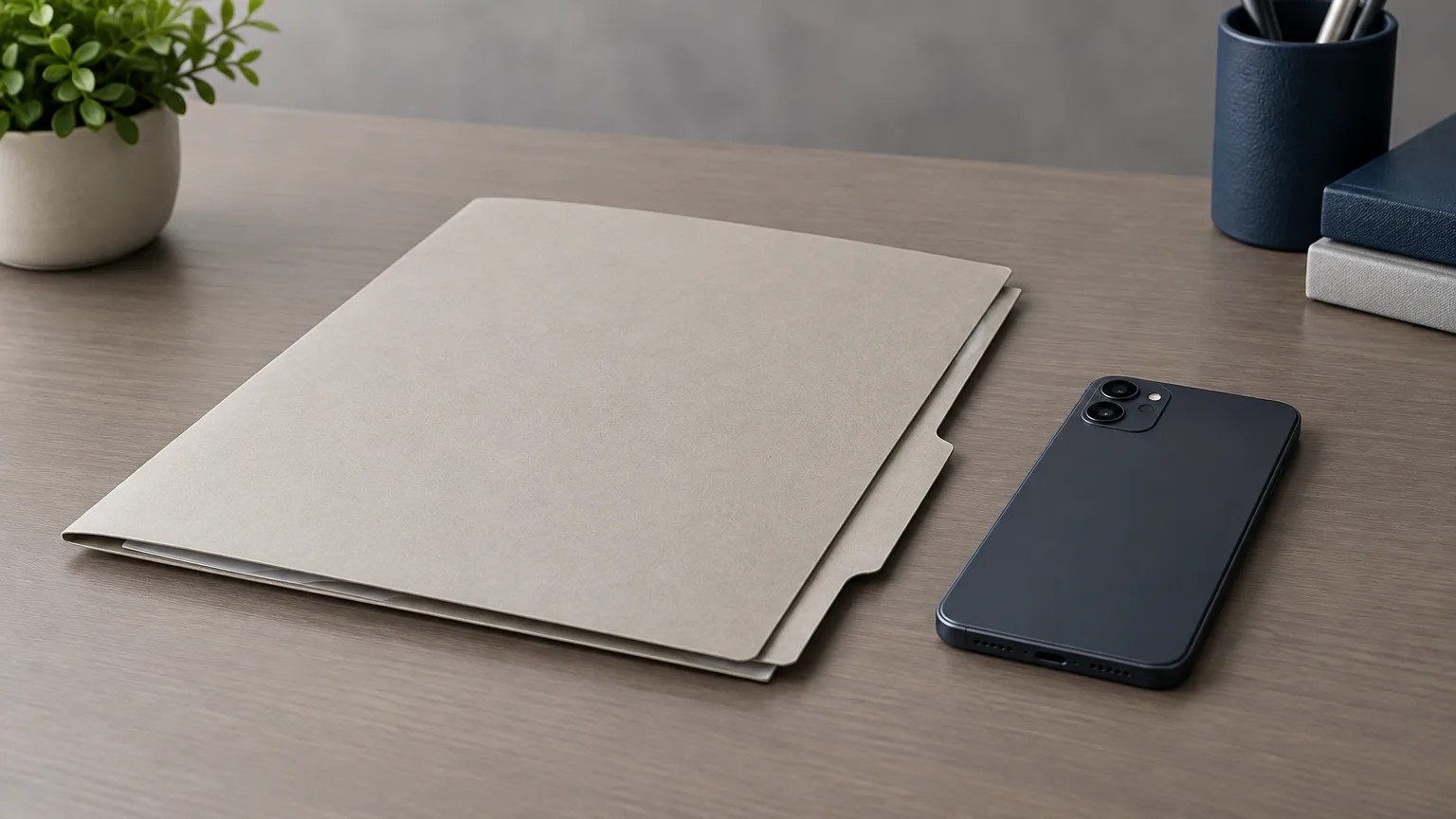 Conceptual illustration of a closed folder beside a generic phone; not the records or device involved in the investigation.
