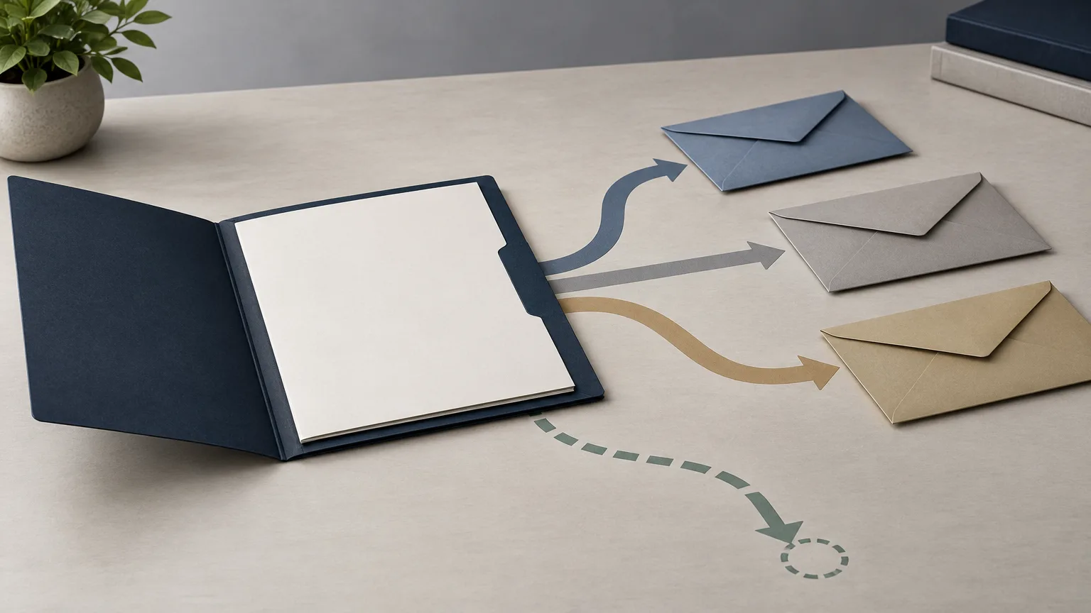 Conceptual contract folder and proposal envelopes representing public procurement oversight.