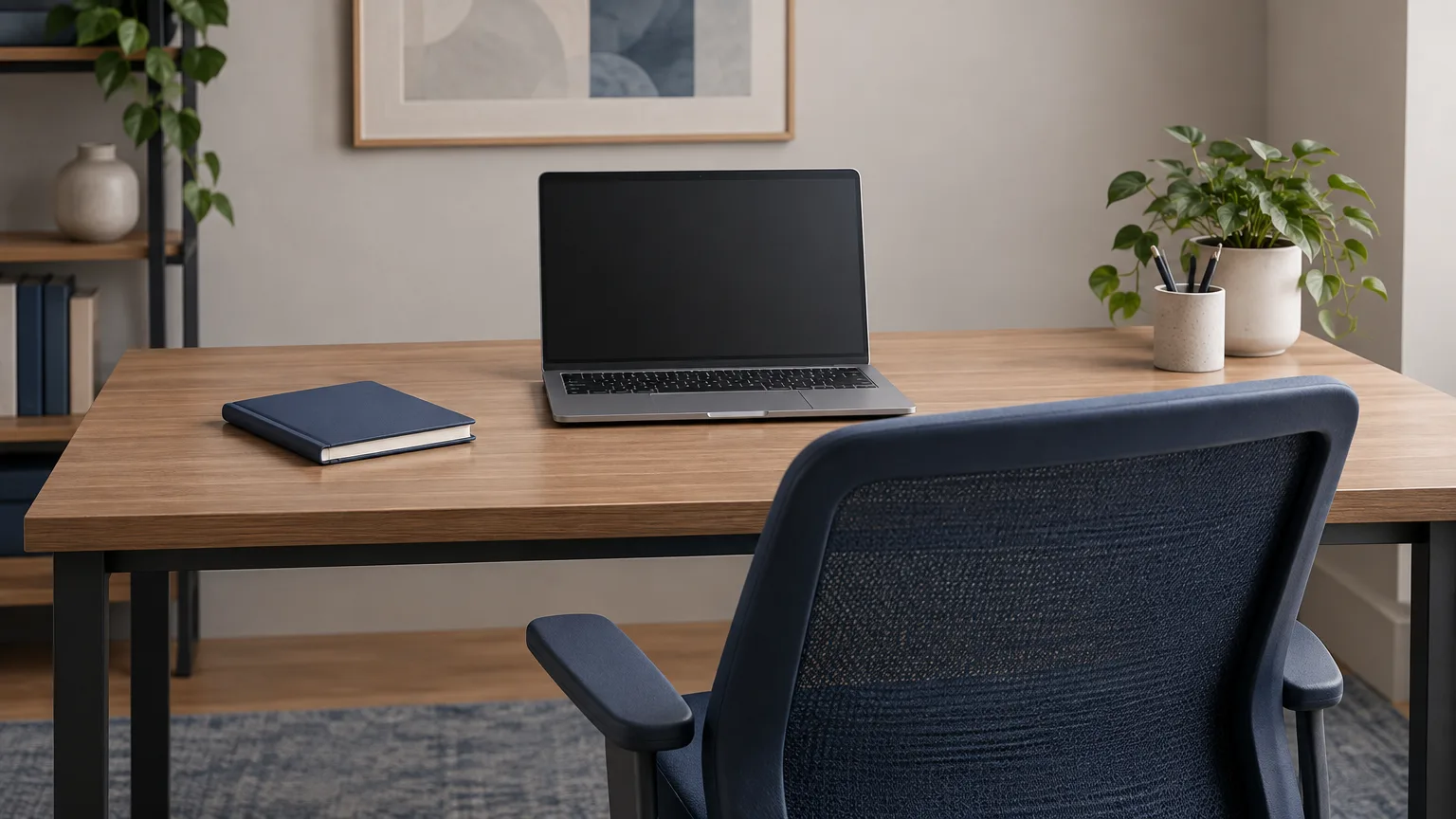 Conceptual unoccupied home workspace representing reconsideration of remote-work accommodation.