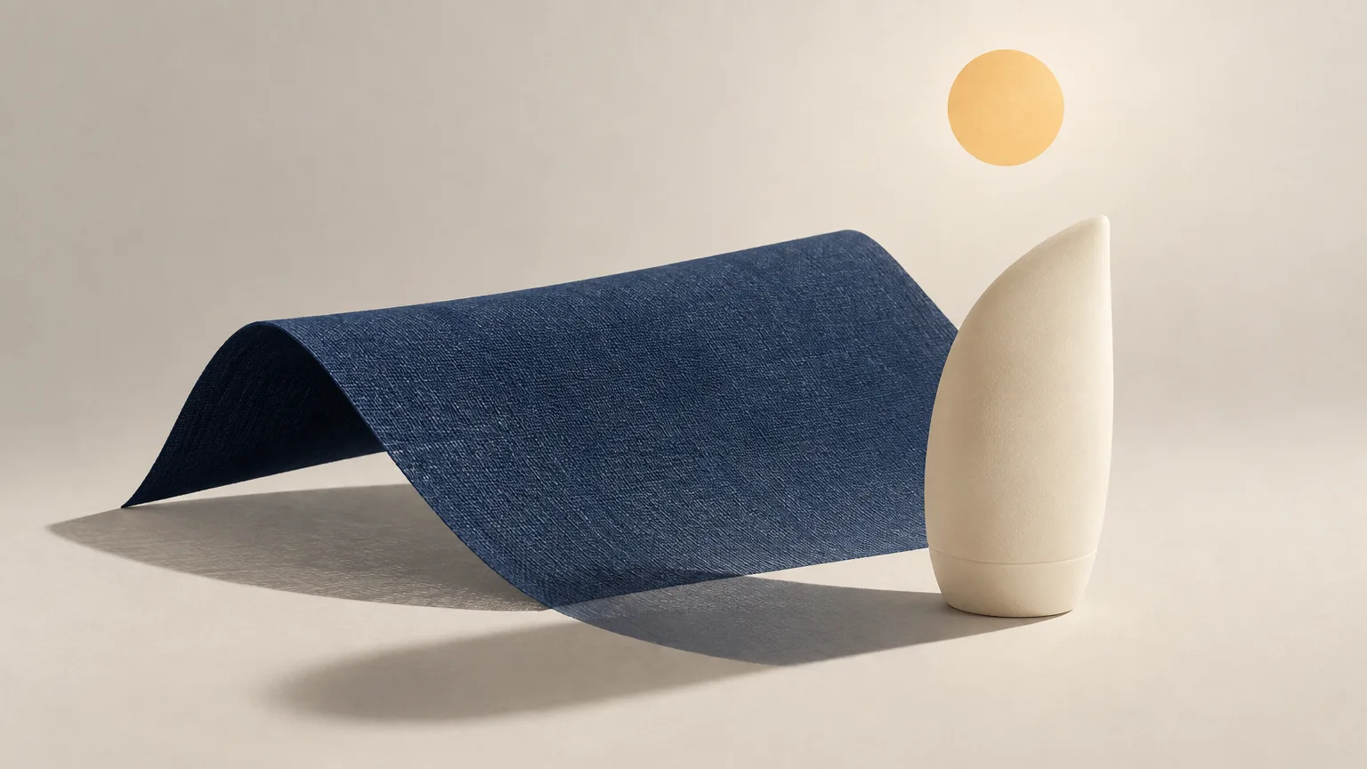 Conceptual illustration of overlapping sun-protection and fabric forms.
